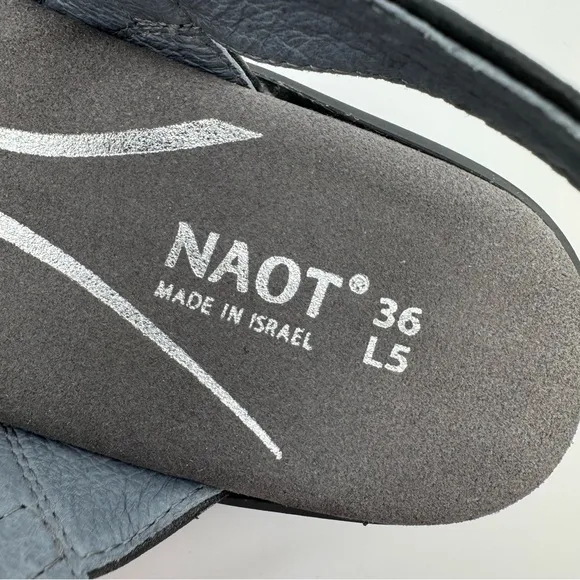 New NAOT Reserve Black Leather Adjustable Sandals Flower Size EU 36/US 5-5.5