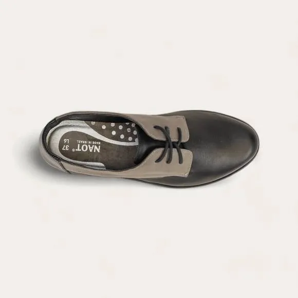 NEW NAOT women's kedma loafer shoes - medium in jet black/tin gray/black madras