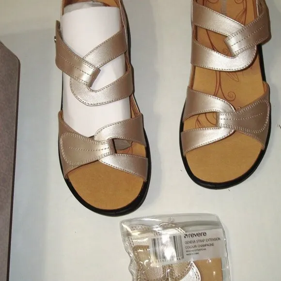 New NIB Womens 11 Revere Geneva Orthotic Closed Heel Sandals Champagne Pretty
