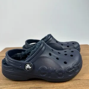 New NWT Little Kids Crocs Baya Lined Navy Blue Comfort Clogs Shoes Size 13 C