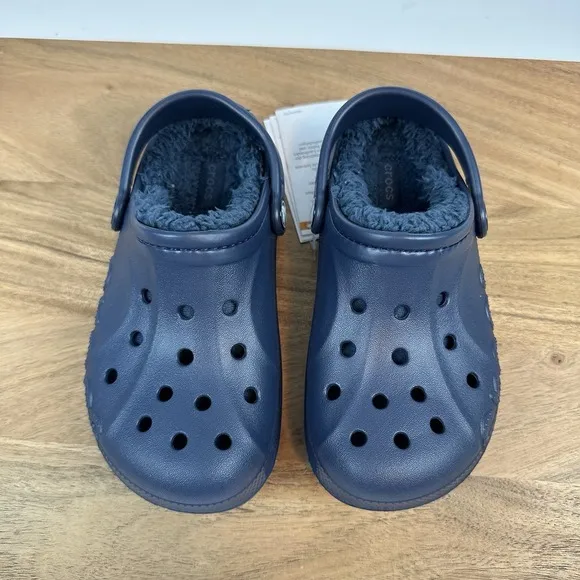 New NWT Little Kids Crocs Baya Lined Navy Blue Comfort Clogs Shoes Size 13 C