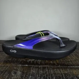 NEW Oofos Oolala Calypso Womens Size 6 Recovery Slip-On Flip Flops Sandals Blue
