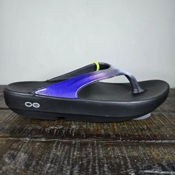 NEW Oofos Oolala Calypso Womens Size 6 Recovery Slip-On Flip Flops Sandals Blue