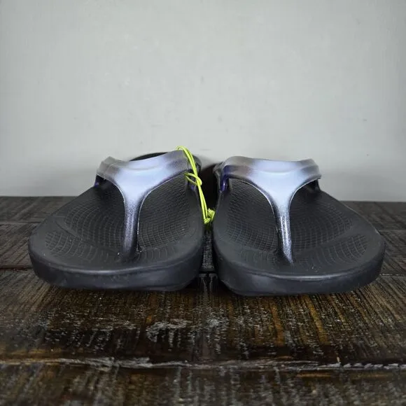 NEW Oofos Oolala Calypso Womens Size 6 Recovery Slip-On Flip Flops Sandals Blue