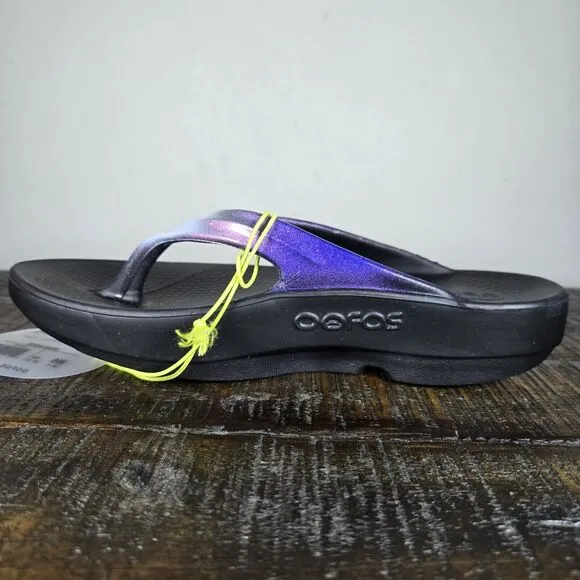 NEW Oofos Oolala Calypso Womens Size 6 Recovery Slip-On Flip Flops Sandals Blue