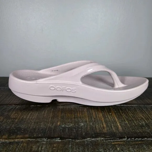 NEW Oofos Oolala Luxe Womens Size 5 Recovery Flip Flop Sandals Stardust Pink