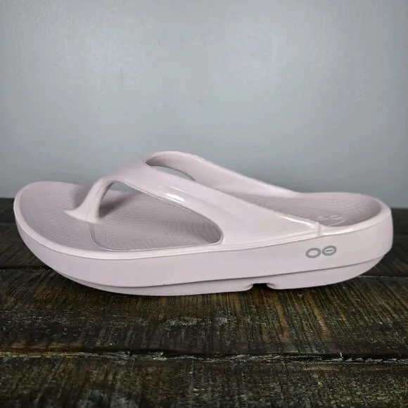 NEW Oofos Oolala Luxe Womens Size 5 Recovery Flip Flop Sandals Stardust Pink