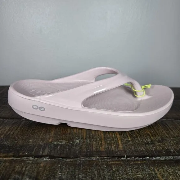 NEW Oofos Oolala Luxe Womens Size 7 Recovery Flip Flop Sandals Stardust Pink