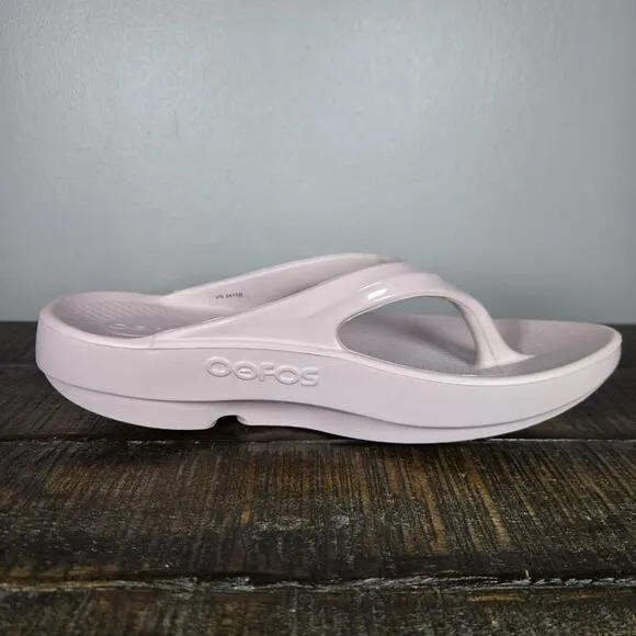 NEW Oofos Oolala Luxe Womens Size 7 Recovery Flip Flop Sandals Stardust Pink