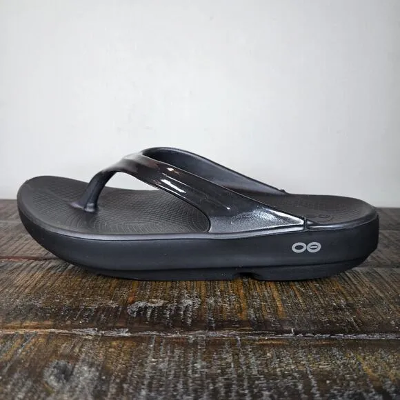 NEW Oofos Oolala Womens Size 9 Recovery Slip-On Comfort Flip Flops Sandals Black