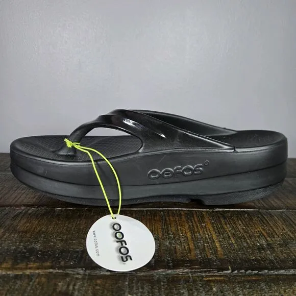 NEW Oofos Oomega Oolala Womens Size 10 Recovery Slip-On Flip Flop Sandals Black