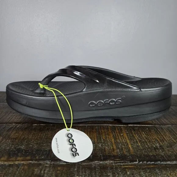 NEW Oofos Oomega Oolala Womens Size 9 Recovery Slip-On Flip Flop Sandals Black