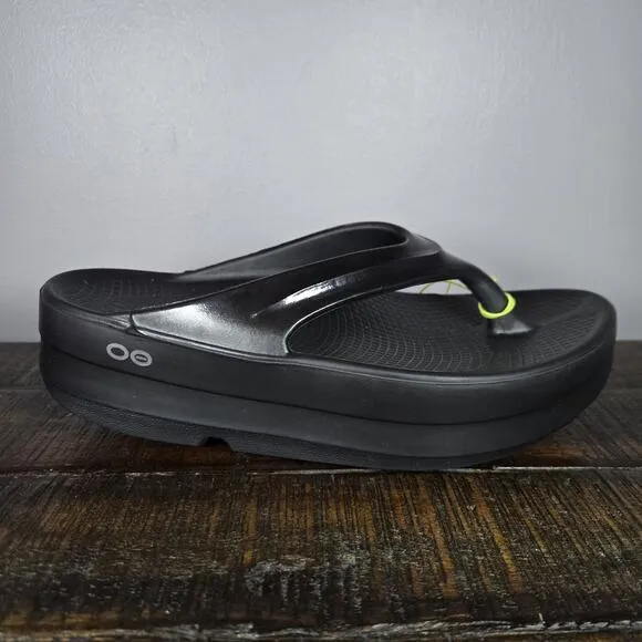 NEW Oofos Oomega Oolala Womens Size 9 Recovery Slip-On Flip Flop Sandals Black
