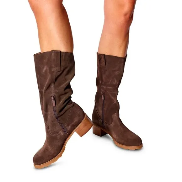 NEW OTBT Made In Portugal Suede Tallow Boots brown for women 864mn