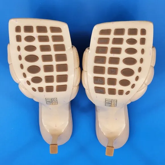 NEW Quilted Tan Leather Square Toe Sandals