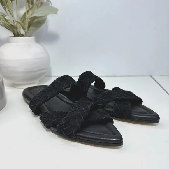 New Rag &amp; Bone Lewis Braided Sandal Suede Pointed-Toe Black Women 36.5/6 NWOB