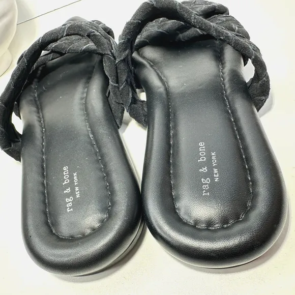 New Rag &amp; Bone Lewis Braided Sandal Suede Pointed-Toe Black Women 36.5/6 NWOB