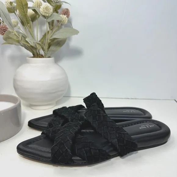 New Rag &amp; Bone Lewis Braided Sandal Suede Pointed-Toe Black Women 36.5/6 NWOB