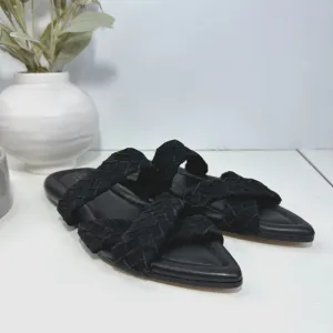 New Rag &amp; Bone Lewis Braided Sandal Suede Pointed-Toe Black Women 36.5/6 NWOB