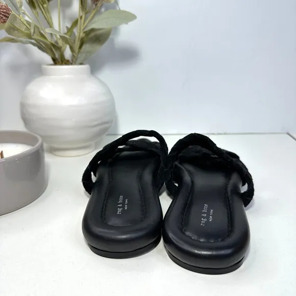 New Rag &amp; Bone Lewis Braided Sandal Suede Pointed-Toe Black Women 36.5/6 NWOB