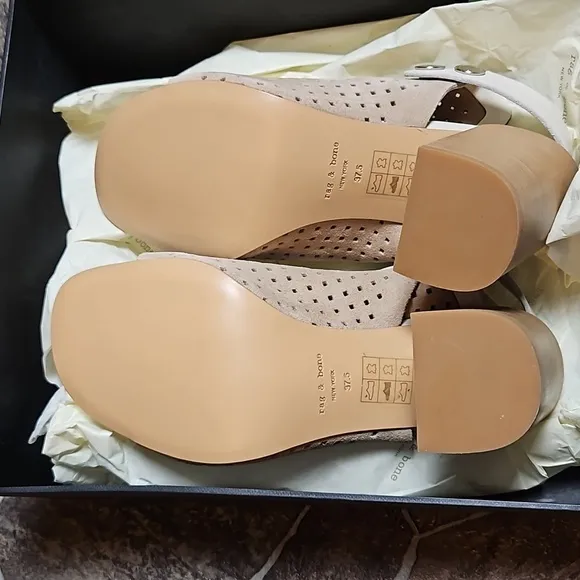 New Rag &amp; Bone Stucco Suede Leigh Open Toe Sandals Sz 7.5