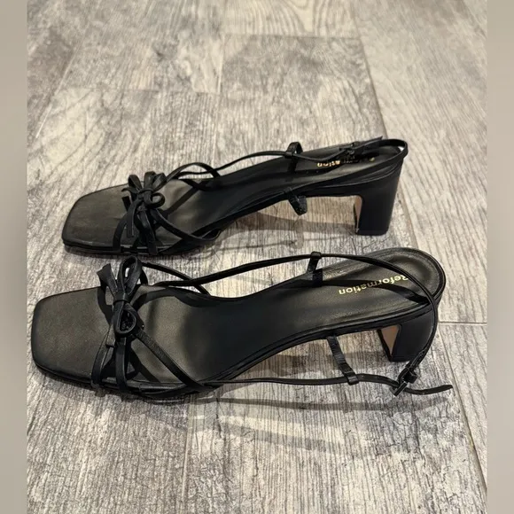NEW Reformation black Sally bow sandals