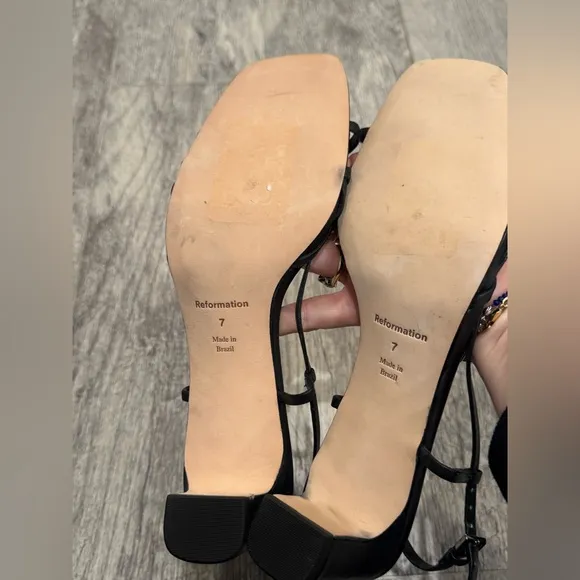 NEW Reformation black Sally bow sandals