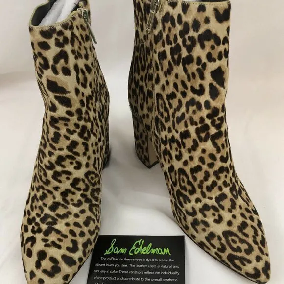 New Sam‎ Edelman Hilty Leopard Print Heeled Ankle B
