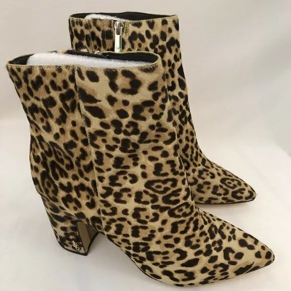 New Sam‎ Edelman Hilty Leopard Print Heeled Ankle B