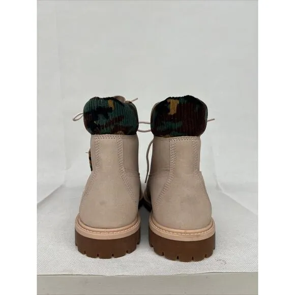 NEW Size 9 Camouflage Timberland Heritage 6-Inch Pink/Light Brown Boots A2M8P