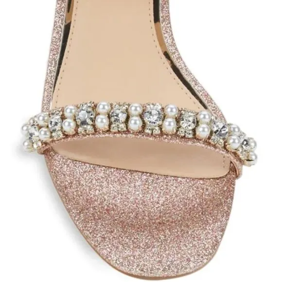 NEW Sizes 8.5, 10 Jewel Badgley Mischka Autumn Block Heel Sandal - Rose Gold