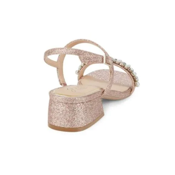 NEW Sizes 8.5, 10 Jewel Badgley Mischka Autumn Block Heel Sandal - Rose Gold