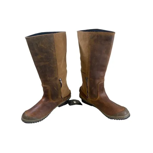 New Sorel Slimboot Leather Suede Western Waterproof Tall Riding Boots W's 10.5 *