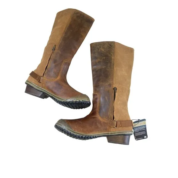 New Sorel Slimboot Leather Suede Western Waterproof Tall Riding Boots W's 10.5 *