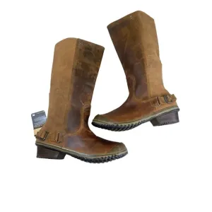 New Sorel Slimboot Leather Suede Western Waterproof Tall Riding Boots W's 10.5 *