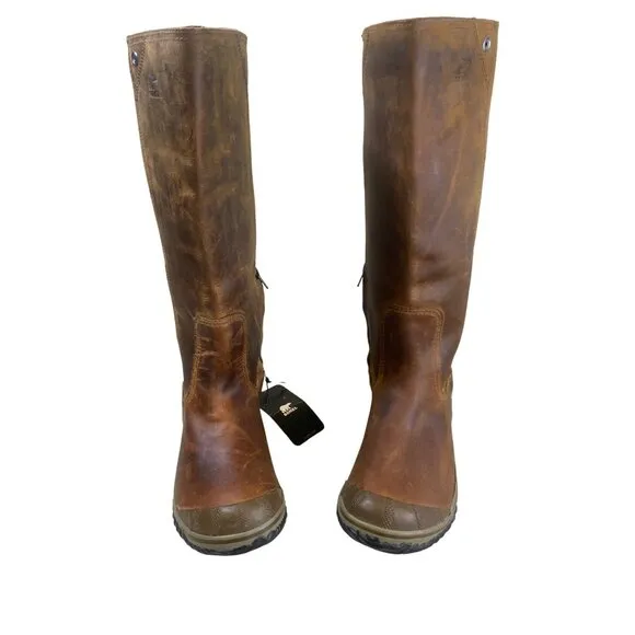 New Sorel Slimboot Leather Suede Western Waterproof Tall Riding Boots W's 10.5 *