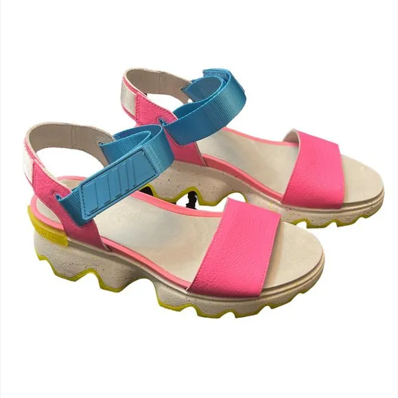 NEW Sorel Womens US Size 10.5 Grip-Tape Leather Sandals, Bubble Gum
