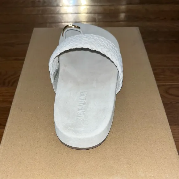 NEW Steve Madden Sonoma Toe Loop Sandals Bone White Leather Women’s Size 7