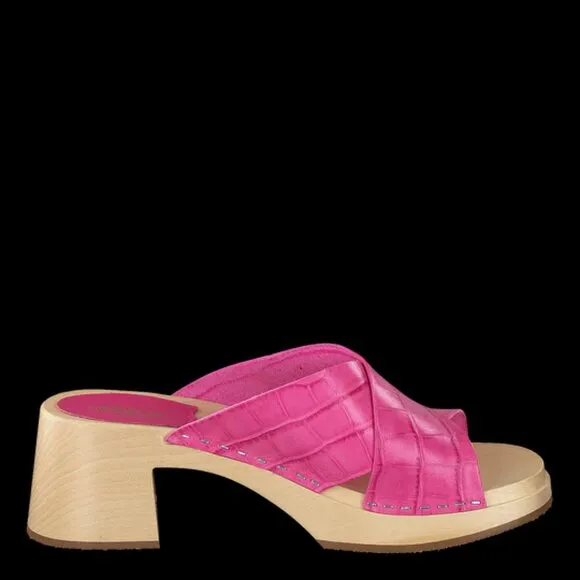 NEW SWEDISH HASBEENS Leather Annette High Sandals hot pink for women 254 7M4T