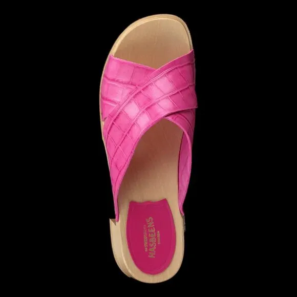 NEW SWEDISH HASBEENS Leather Annette High Sandals hot pink for women 254 7M4T