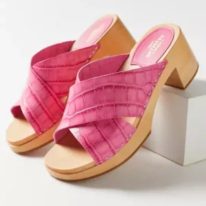 NEW SWEDISH HASBEENS Leather Annette High Sandals hot pink for women 254 7M4T