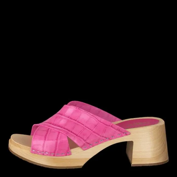 NEW SWEDISH HASBEENS Leather Annette High Sandals hot pink for women 254 7M4T