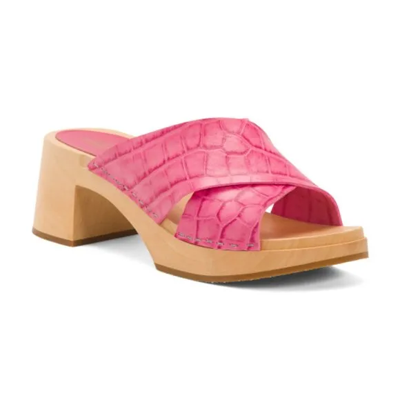NEW SWEDISH HASBEENS Leather Annette High Sandals hot pink for women 254 7M4T