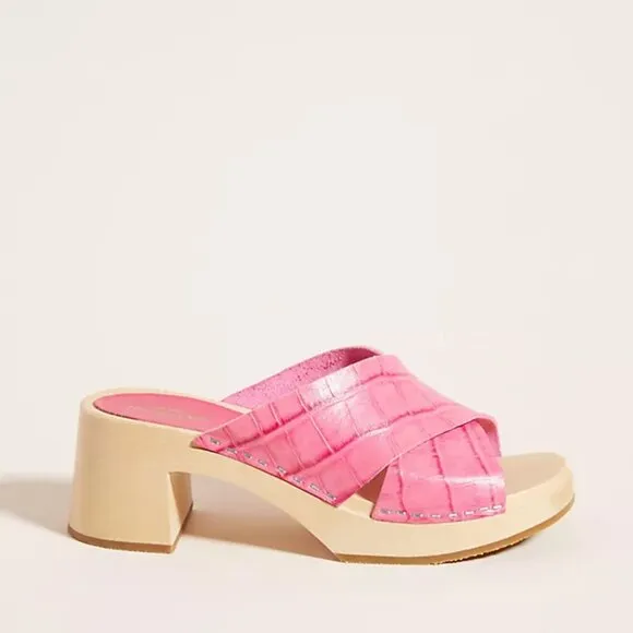 NEW SWEDISH HASBEENS Leather Annette High Sandals hot pink for women 254 7M4T