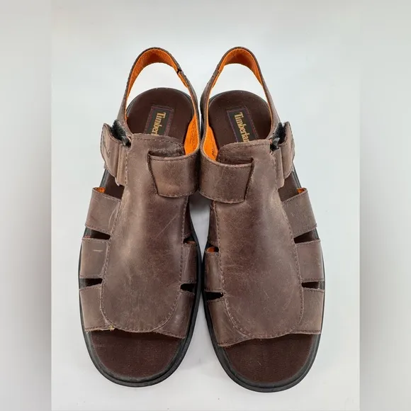 New Timberland Leather Fisherman Sandals Mens Size 8 Brown Covered Toe