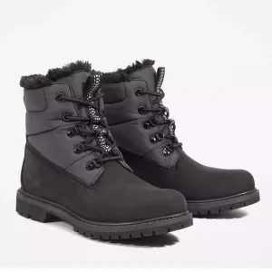 New Timberland Premium 6-Inch Waterproof Black Nubuck Puffer Boot Size 7