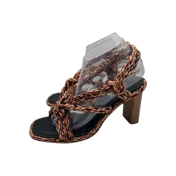 New Ulla Johnson Uma Braided Slingback Heel Sandals Size 40