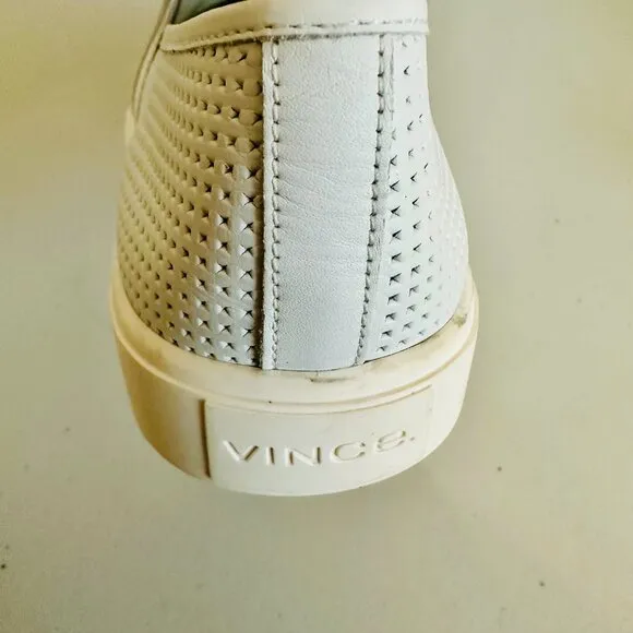 NEW VINCE BLAIR PERFORATED LEATHER SLIP-ON SNEAKERS WHITE