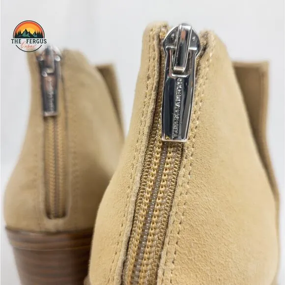 NEW Vince Camuto Women’s Gigietta Boots Bootie Tan Beige Suede Block Heel Sz 9.5