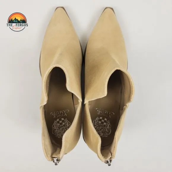 NEW Vince Camuto Women’s Gigietta Boots Bootie Tan Beige Suede Block Heel Sz 9.5